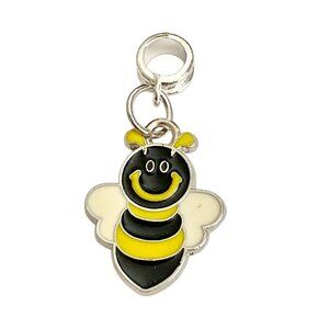 Bumble Bee European Bead Charm for Bracelet or Necklace Enamel Silver Plated